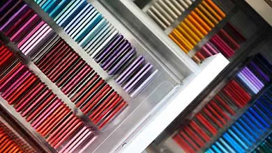 Drawer full of color chip samples