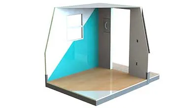 Avient Hammerhead composite panels displayed in large-format configurations for modular wall and floor construction applications