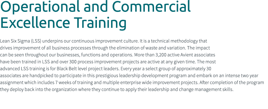 Operational and Commercial Excellence Training Lean Six Sigma (LSS) underpins our continuous improvement culture. It ...